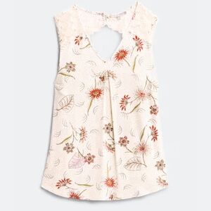 Floral Sleeveless Top - with lace and embroidery